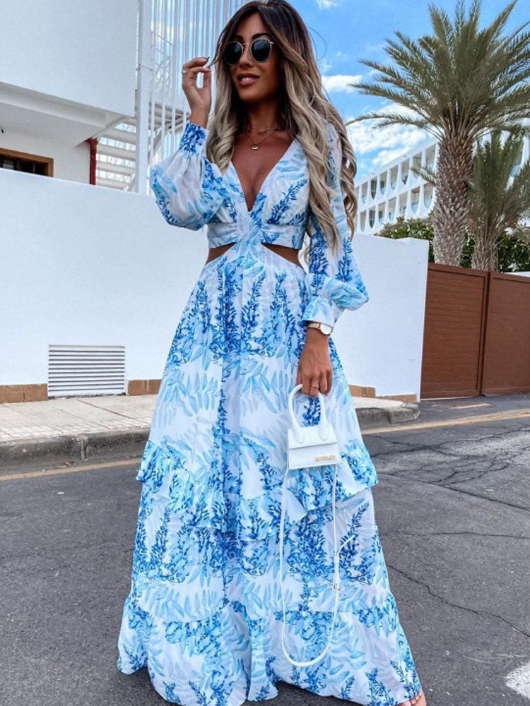 Laura | Colourful Maxi Dress with Cut-Outs