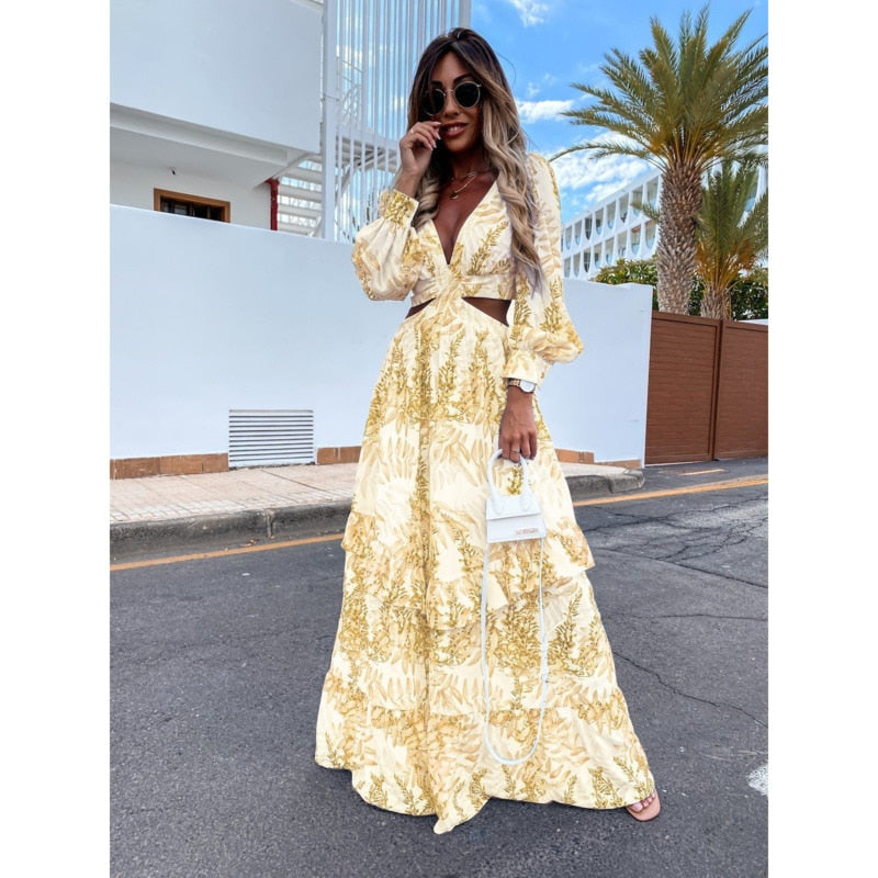 Laura | Colourful Maxi Dress with Cut-Outs