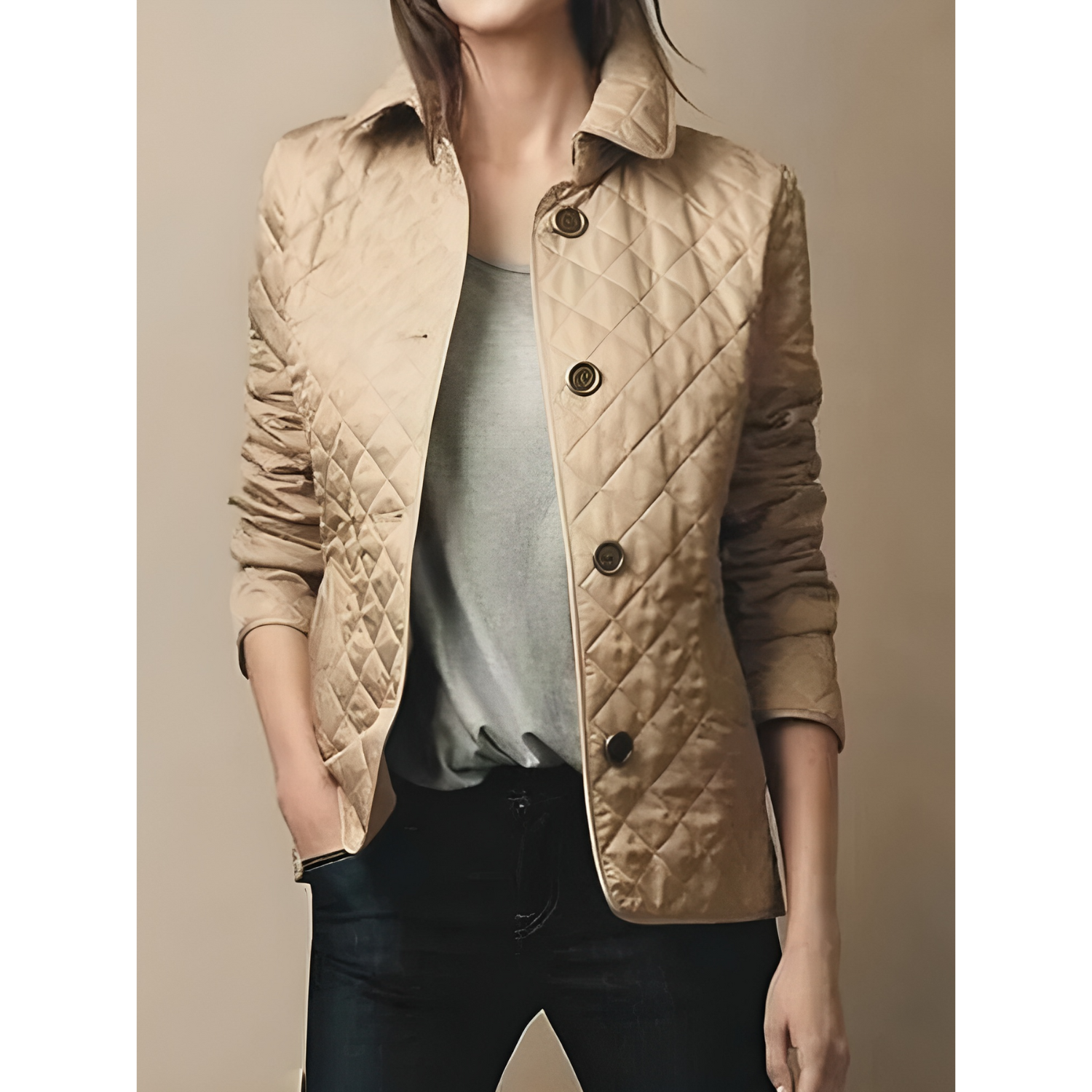 Leila | Short Quilted Ladies' Jacket with Buttons and Collar