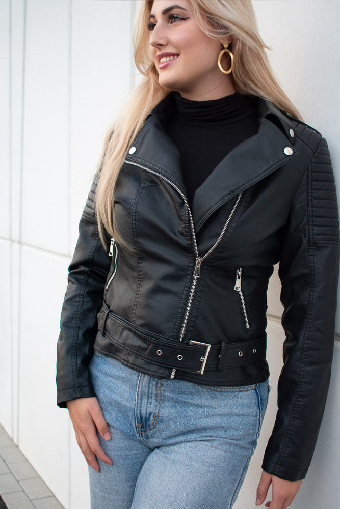 Leather Biker Jacket for Women - Alex