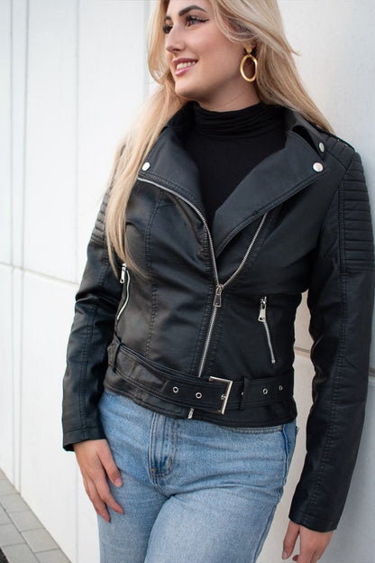 Leather Biker Jacket for Women - Alex