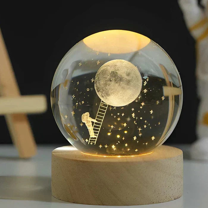 3D-Mondlampe mit Astronautendekoration und warmem LED-Nachtlicht