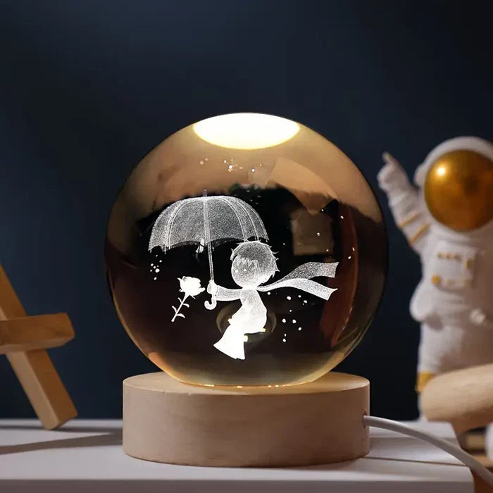 3D-Mondlampe mit Astronautendekoration und warmem LED-Nachtlicht