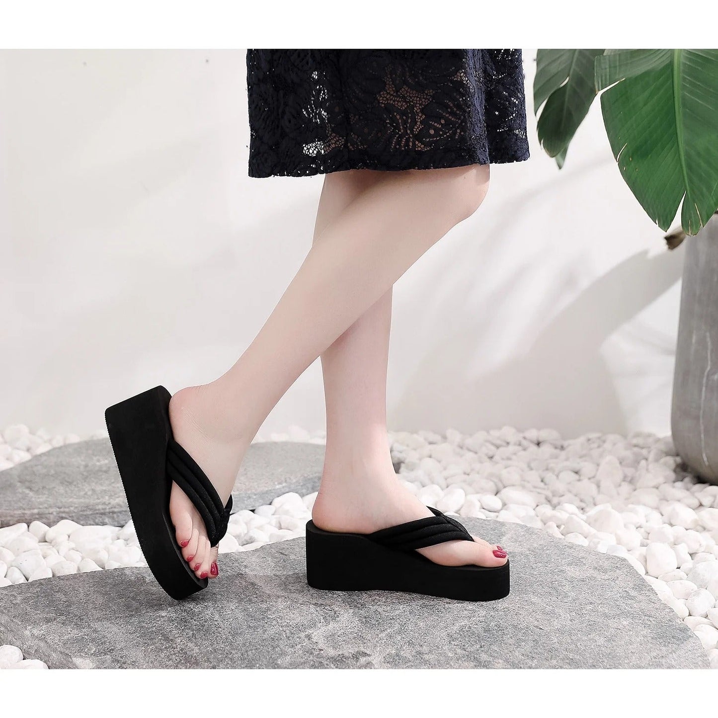 Orthopaedic Black Comfort Slippers - Anna