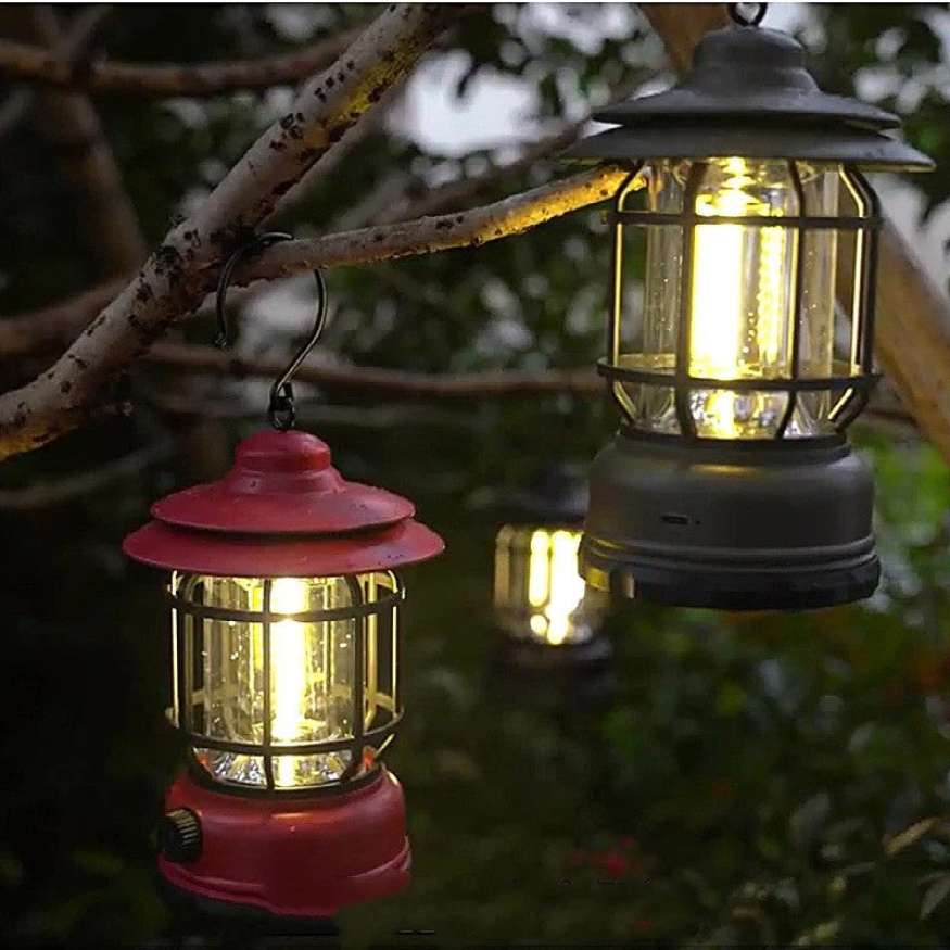 Lanterna da campeggio ricaricabile con LED dimmerabile e design vintage