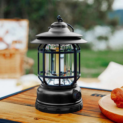 Lanterna da campeggio ricaricabile con LED dimmerabile e design vintage