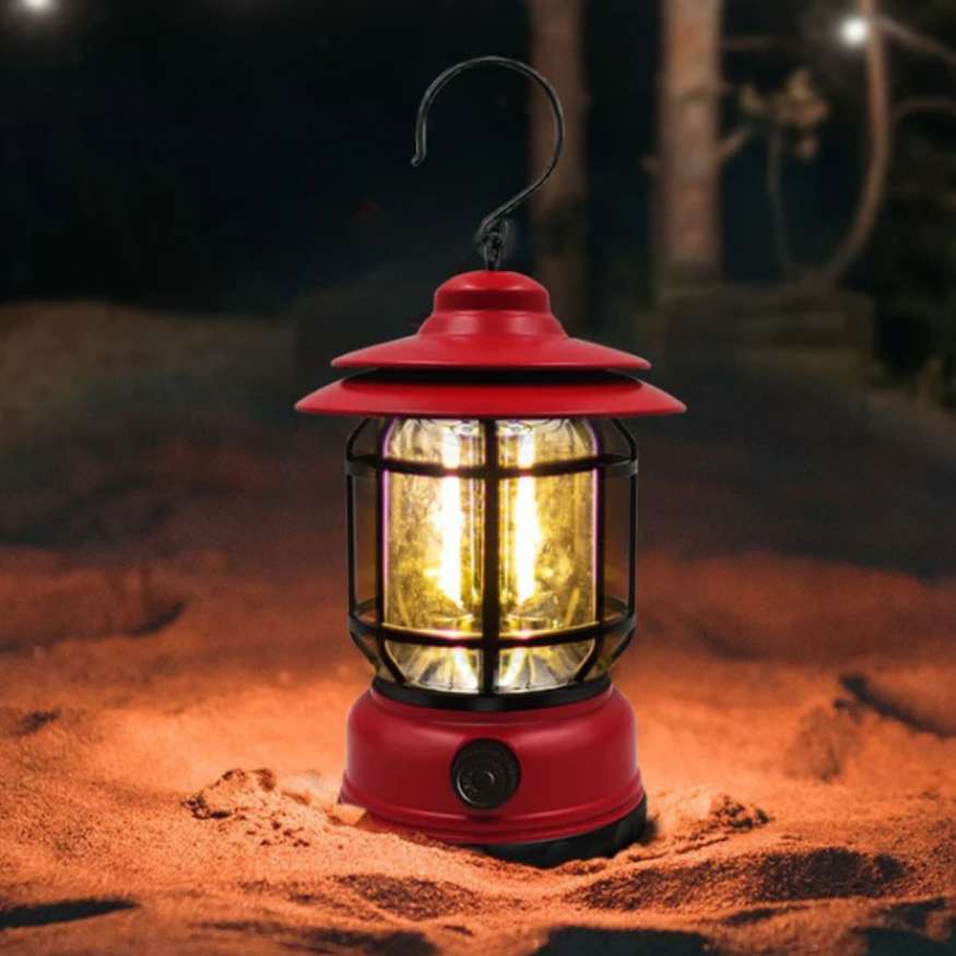 Lanterna da campeggio ricaricabile con LED dimmerabile e design vintage