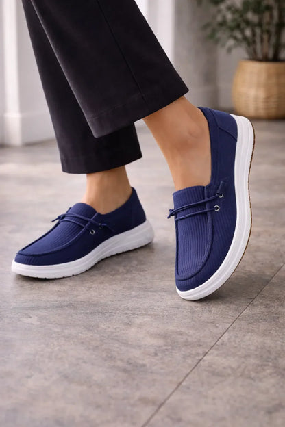 Loafers with Platform and Ribbed Texture