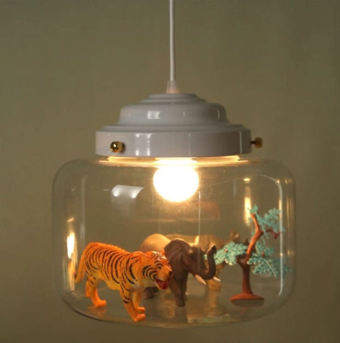 Little Zoo | Závěsná lampa se skleněným stínidlem