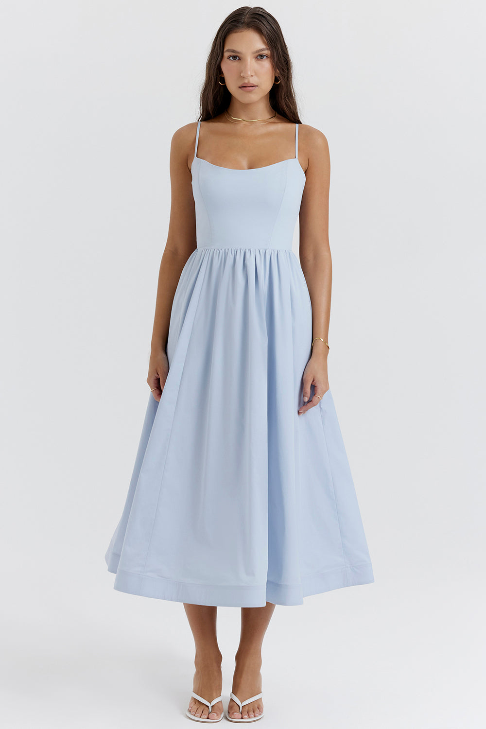 Vintage-Sommerkleid mit eleganter A-Linie und eckigem Ausschnitt