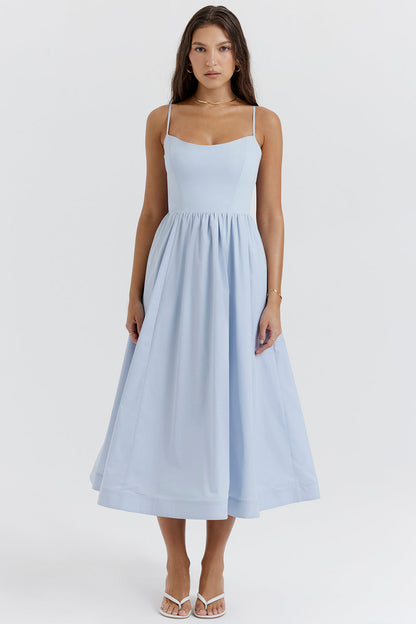 Vintage-Sommerkleid mit eleganter A-Linie und eckigem Ausschnitt