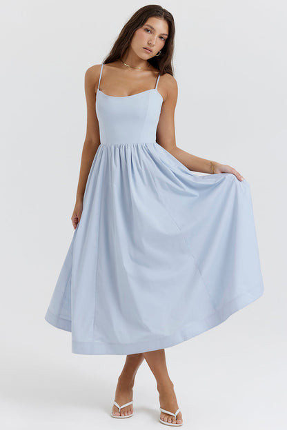 Vintage-Sommerkleid mit eleganter A-Linie und eckigem Ausschnitt