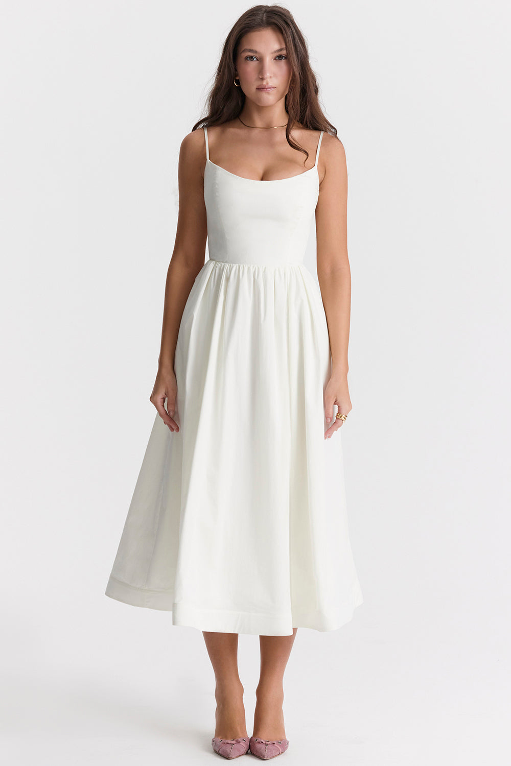 Vintage-Sommerkleid mit eleganter A-Linie und eckigem Ausschnitt