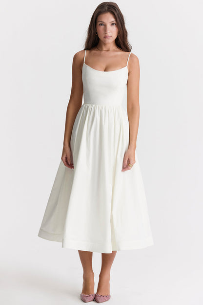 Vintage-Sommerkleid mit eleganter A-Linie und eckigem Ausschnitt