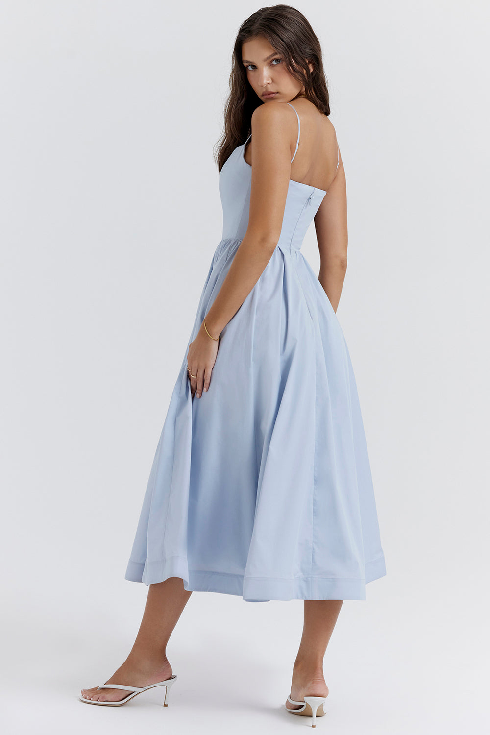 Vintage-Sommerkleid mit eleganter A-Linie und eckigem Ausschnitt