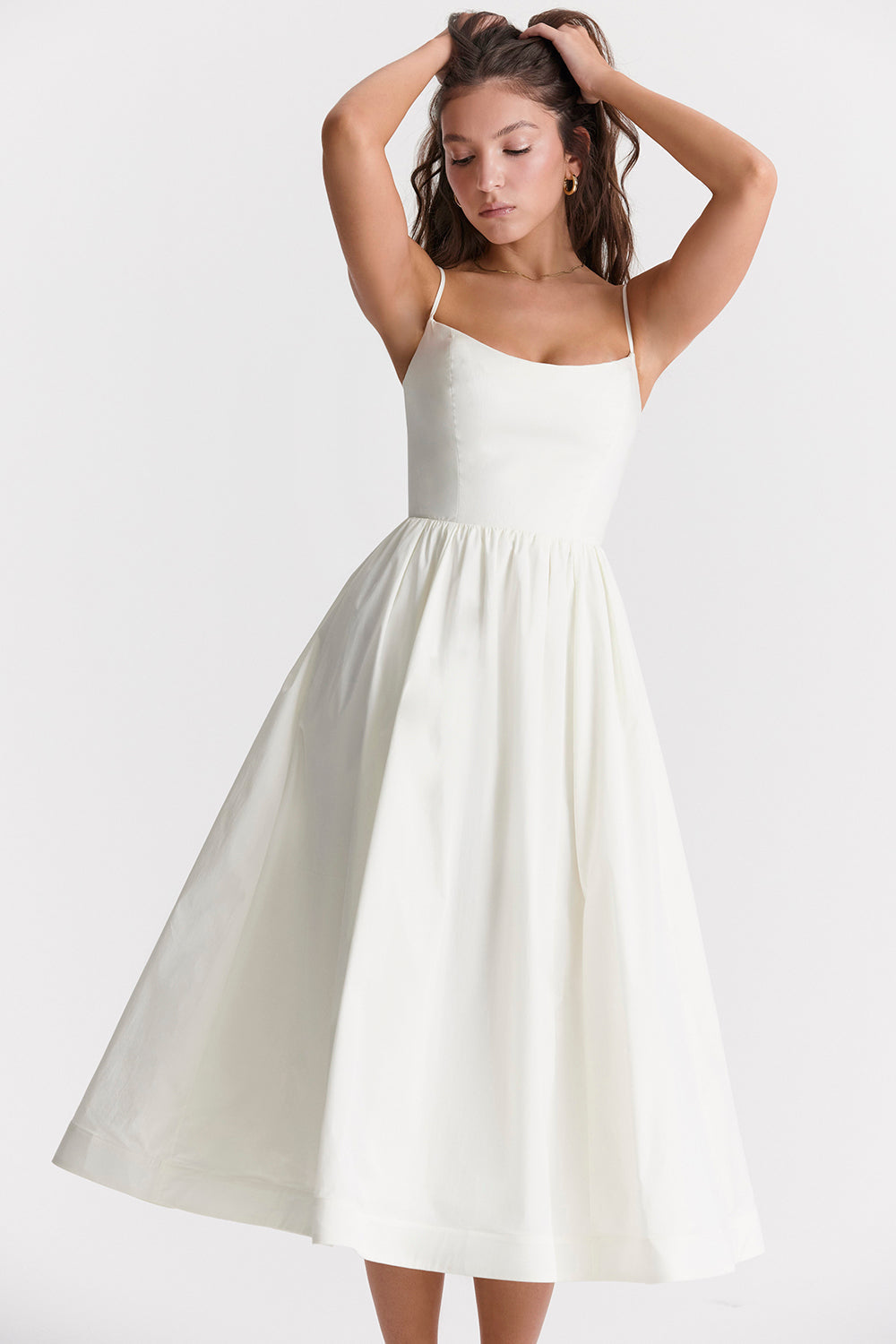 Vintage-Sommerkleid mit eleganter A-Linie und eckigem Ausschnitt