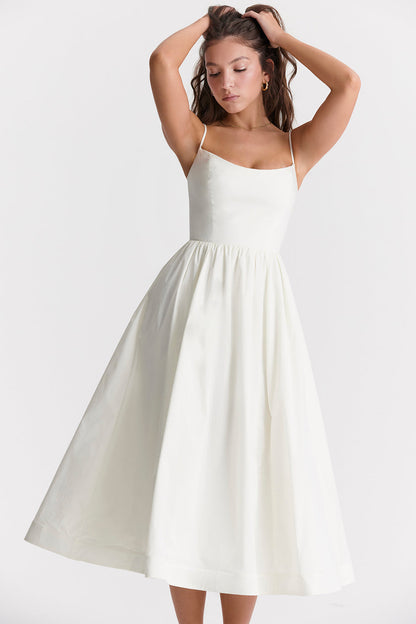 Vintage-Sommerkleid mit eleganter A-Linie und eckigem Ausschnitt