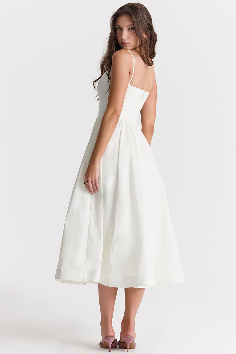 Vintage-Sommerkleid mit eleganter A-Linie und eckigem Ausschnitt
