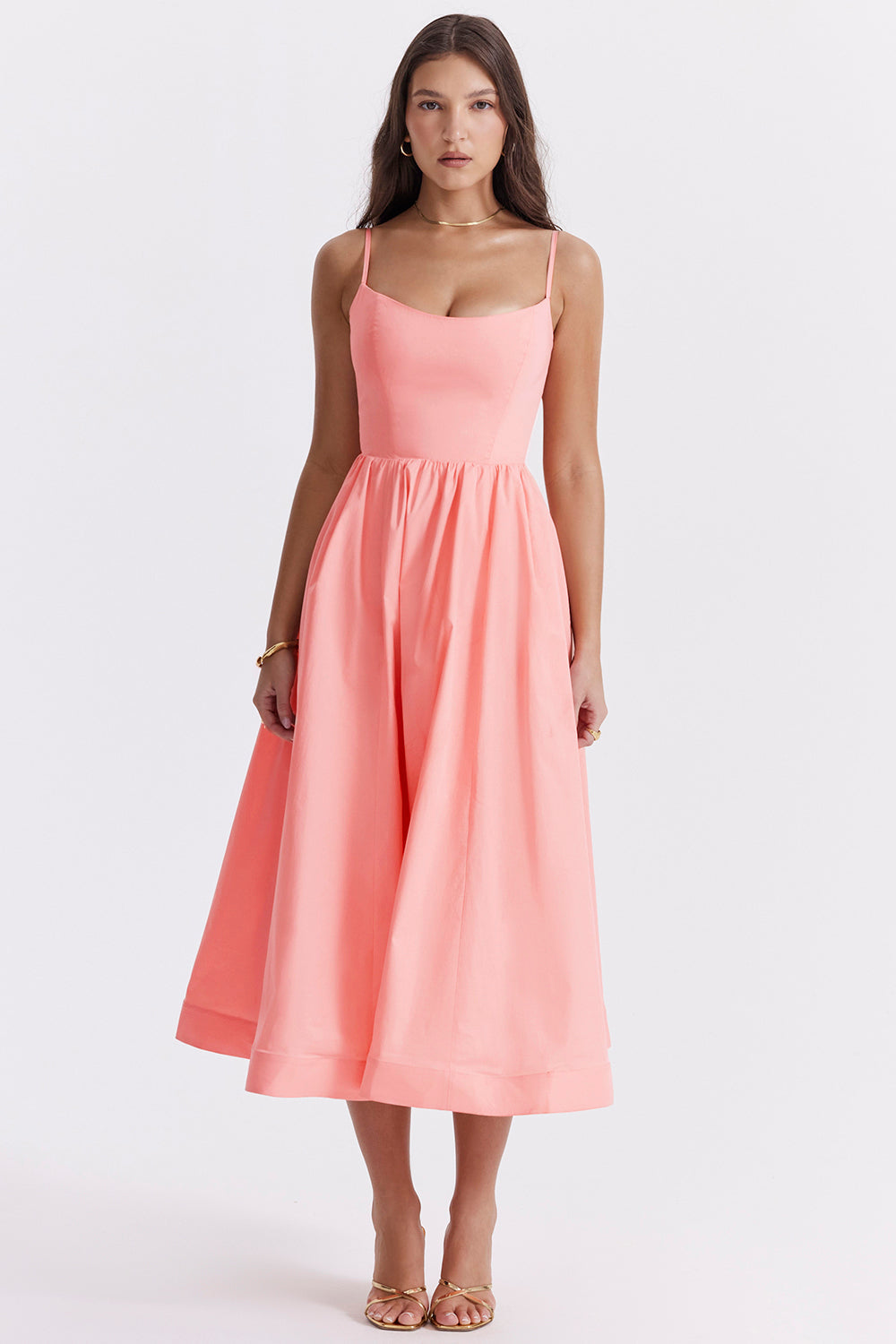 Vintage-Sommerkleid mit eleganter A-Linie und eckigem Ausschnitt