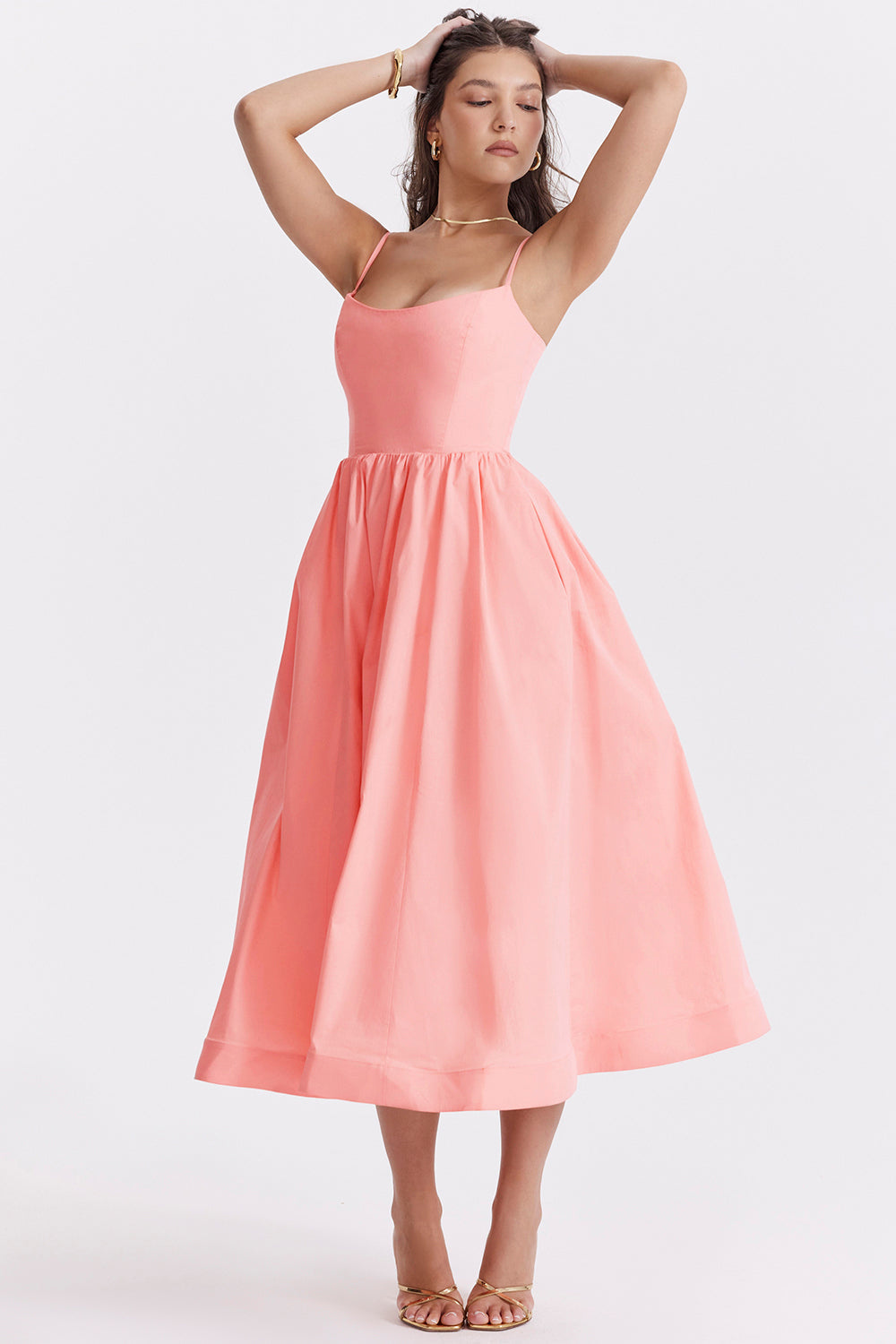 Vintage-Sommerkleid mit eleganter A-Linie und eckigem Ausschnitt