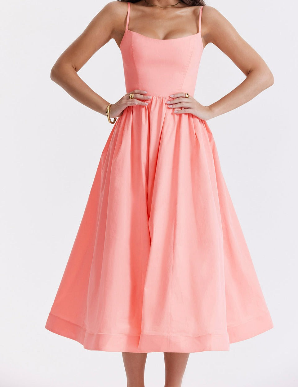 Vintage-Sommerkleid mit eleganter A-Linie und eckigem Ausschnitt