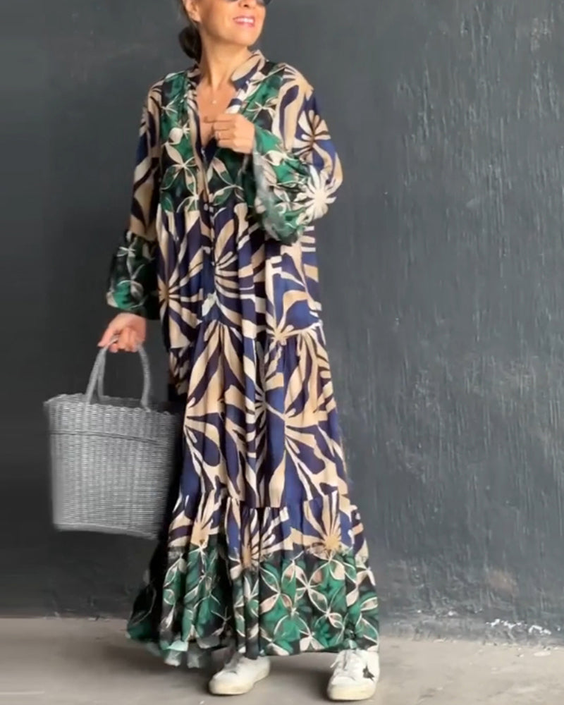 Loose fit printed holiday dress