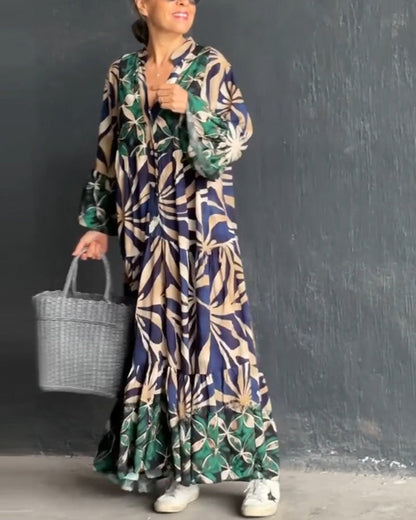 Loose fit printed holiday dress