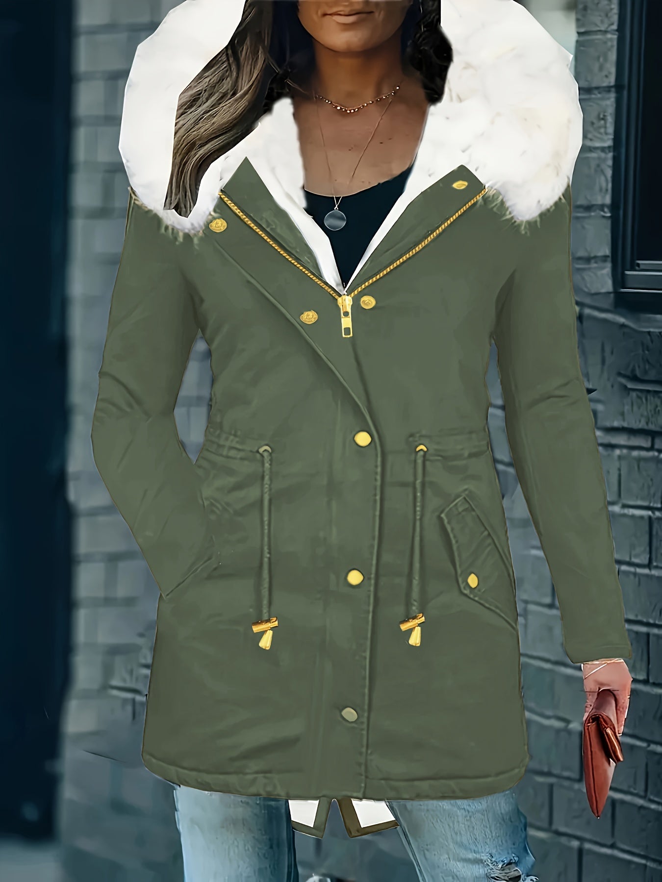 Lotte | Casual jacket with hood and faux fur