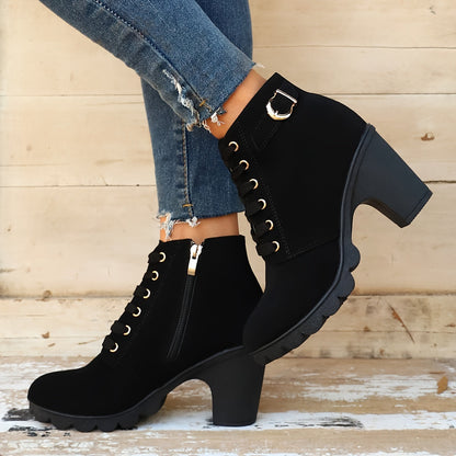 Lotte | Plain Colour Chunky Heeled Boots