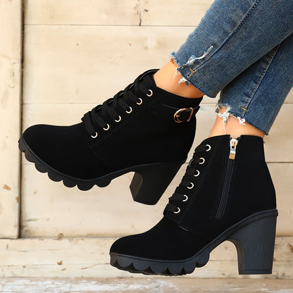 Lotte | Plain Colour Chunky Heeled Boots
