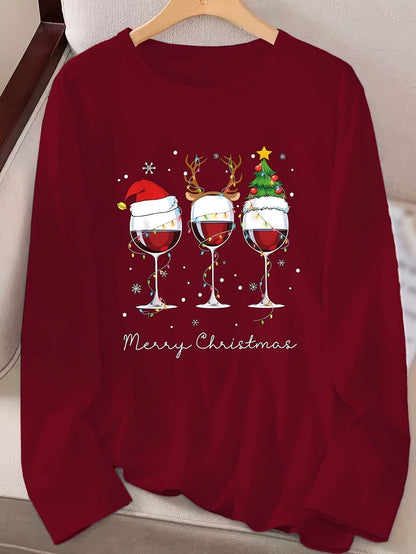 Lotte | Festive T-shirt with Christmas Print and Long Sleeves