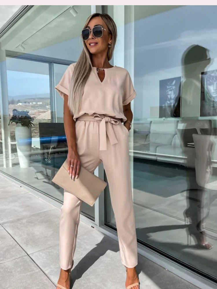 Lotte | Jumpsuit with Short Sleeves and Belt