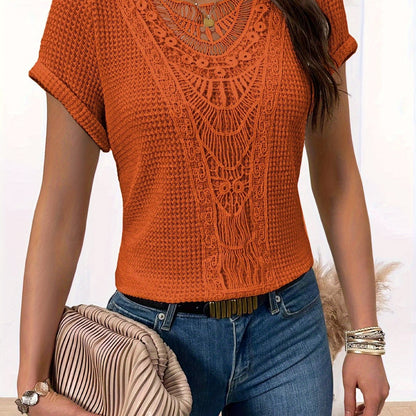 Lotte | Lace Insert T-Shirt with Round Neck