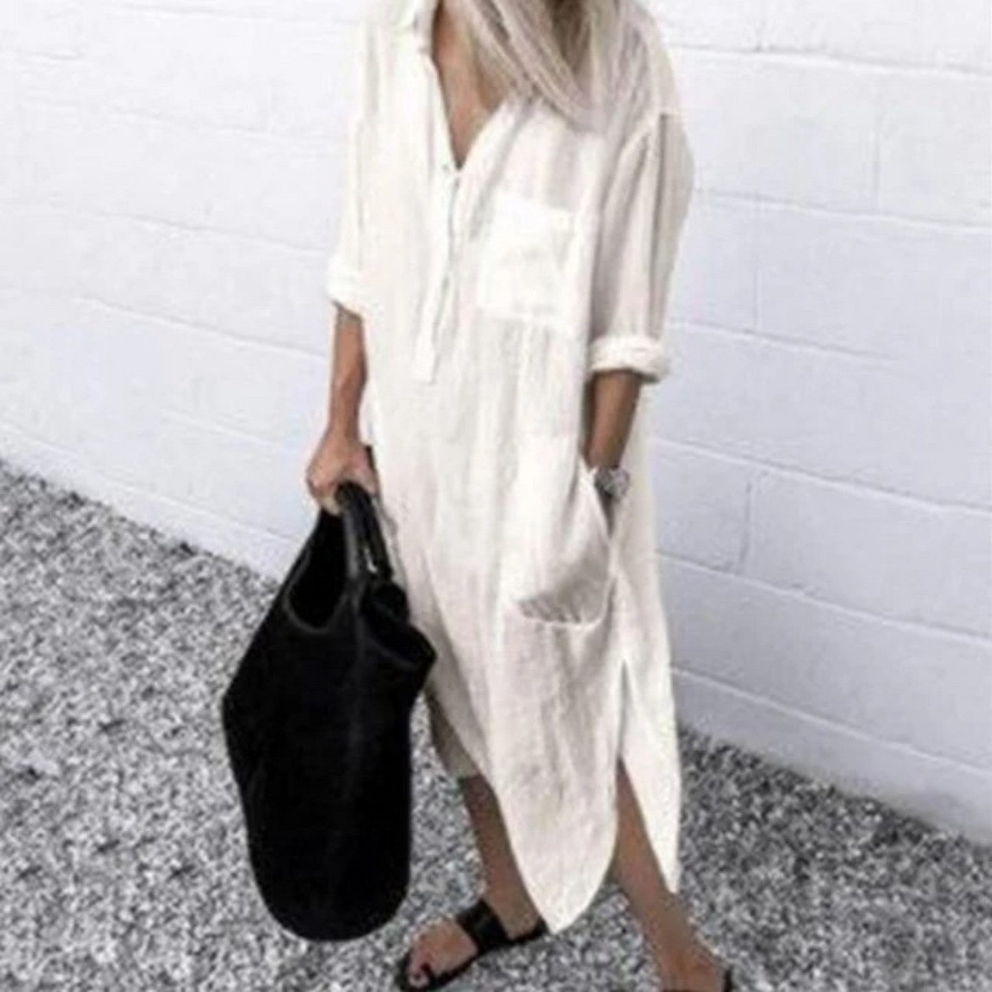 Lotte | Cotton Linen Midi Blouse Dress