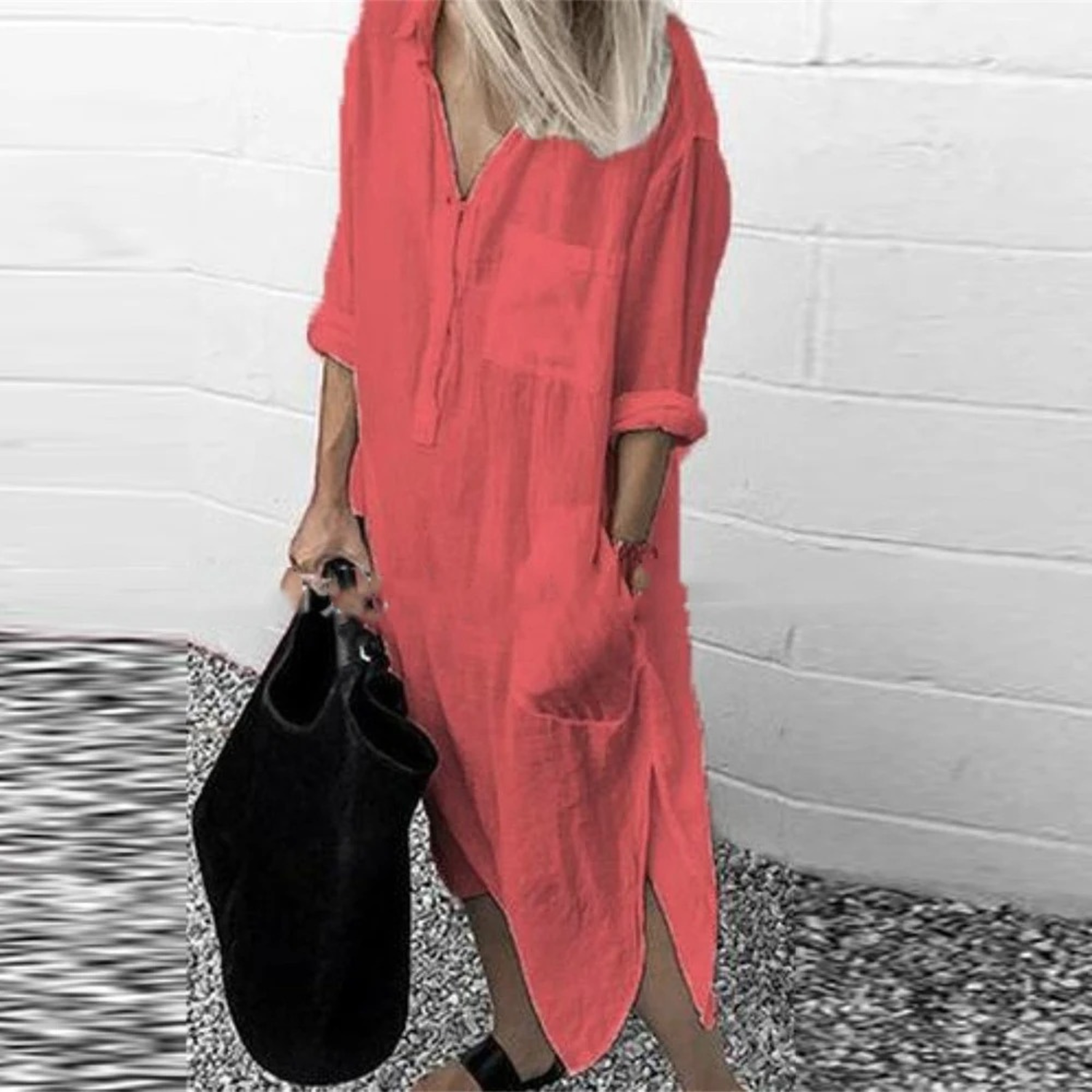 Lotte | Cotton Linen Midi Blouse Dress