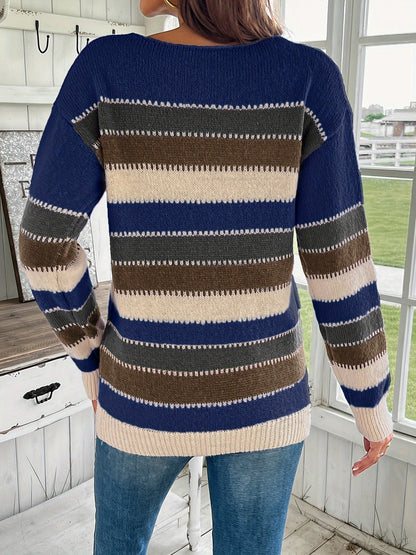 Lotte | Colourful crew neck sweater with drop shoulder and long sleeves