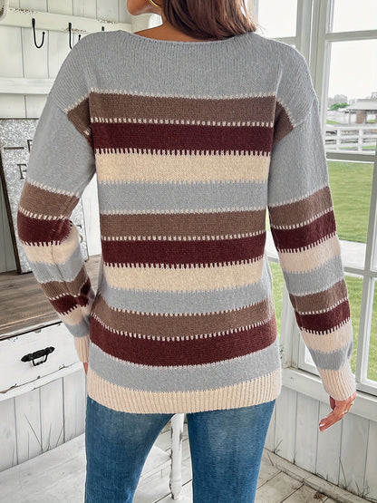 Lotte | Colourful crew neck sweater with drop shoulder and long sleeves