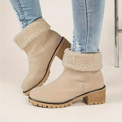 Lotte | Plush-lined ankle boots with chunky heel in solid colour