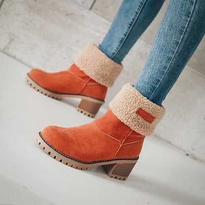 Lotte | Plush-lined ankle boots with chunky heel in solid colour