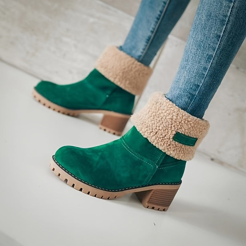 Lotte | Plush-lined ankle boots with chunky heel in solid colour