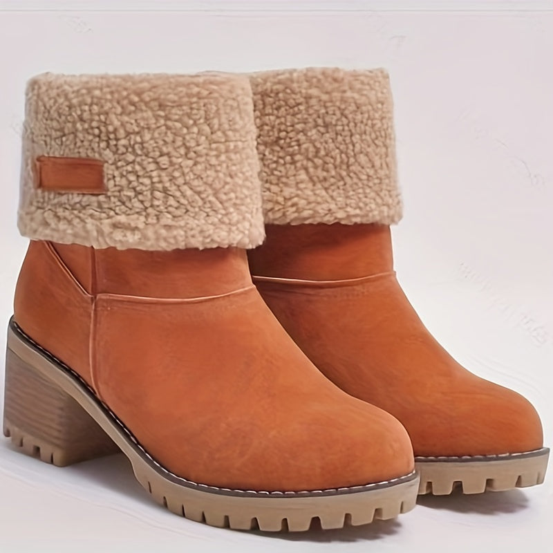 Lotte | Plush-lined ankle boots with chunky heel in solid colour