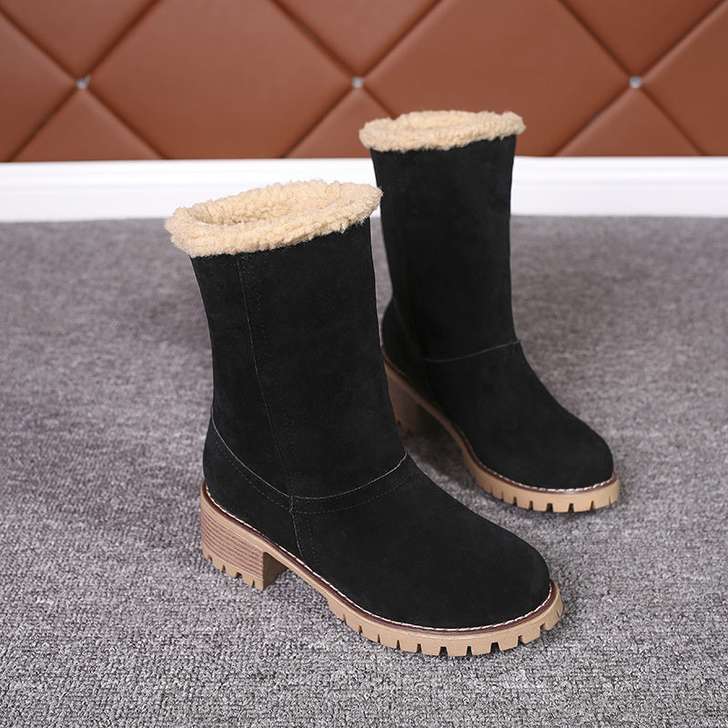 Lotte | Fluffy Ankle Boots with Thick Heel