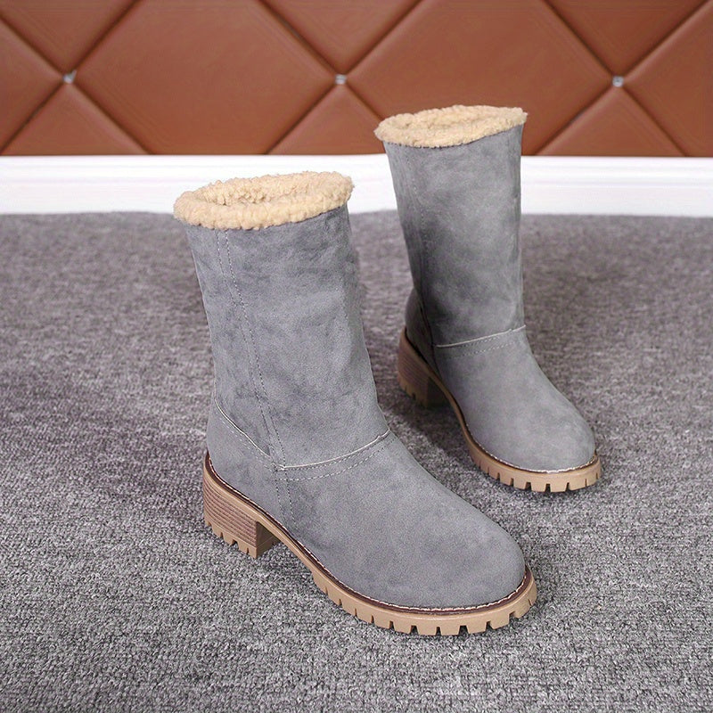 Lotte | Fluffy Ankle Boots with Thick Heel