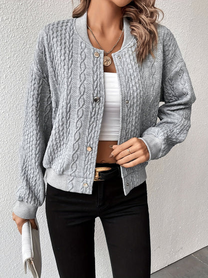 Lotte | Solid bomber jacket with button texture