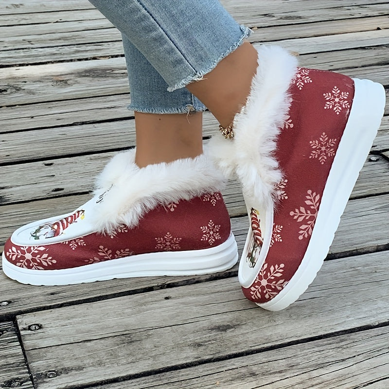 Lotte | Cheerful Christmas Print Plush-Lined Thermal Snow Boots