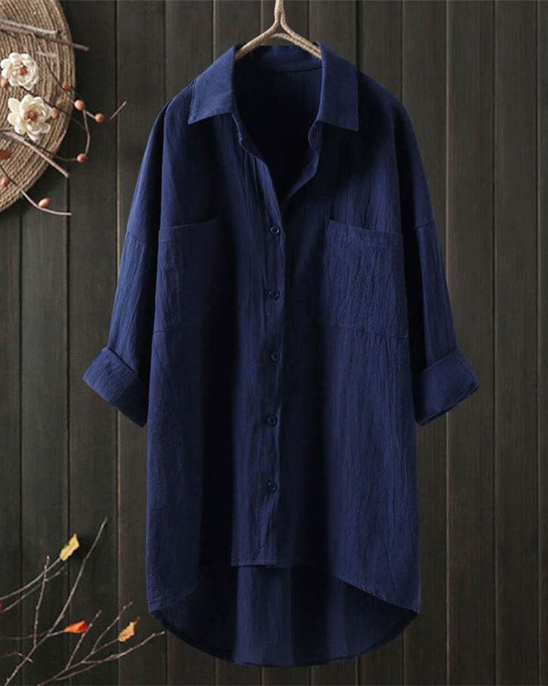 Louise | Loose-fitting plain blouse with long sleeves