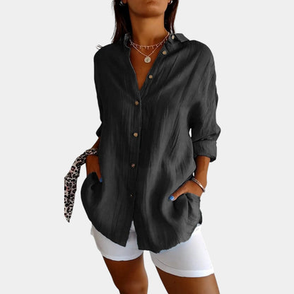 Lightweight Ladies' Blouse in Cotton-Linen Blend with Comfortable Fit