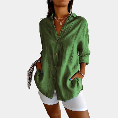 Lightweight Ladies' Blouse in Cotton-Linen Blend with Comfortable Fit