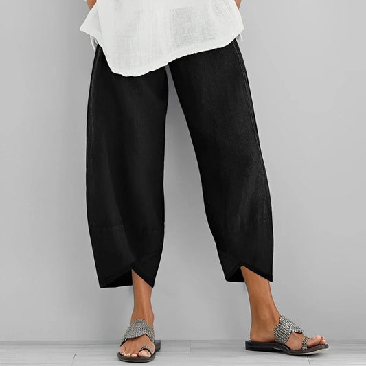 Elegante Satin-Hose mit weitem Bein