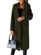 Trench lungo classico da donna con revers e doppia abbottonatura